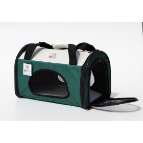 Pet Carrier - mala de tranporte para pets- tamanho pequeno - verde/bege - 34x22x24cm - dobrável - permitida em cabine