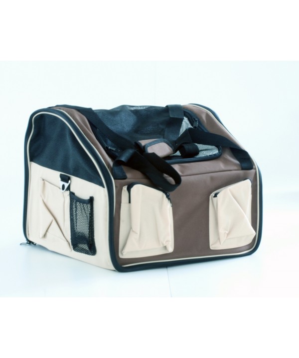 Booster seat - mochila para carro - 42x36x33cm - média - bege - com alça e trava interna