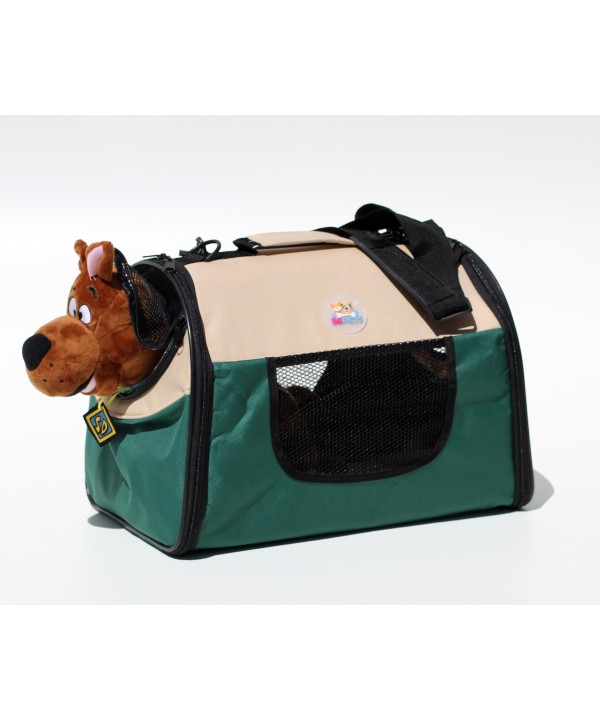 Pet Carrier - mala de tranporte para pets- tamanho grande - verde/bege - 43x29x30cm - dobrável