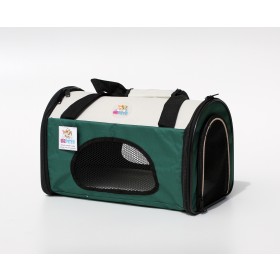 Bolsa de transporte de pets - dobrável - tamanho grande - 38,5x23x22,5cm - verde/laranja